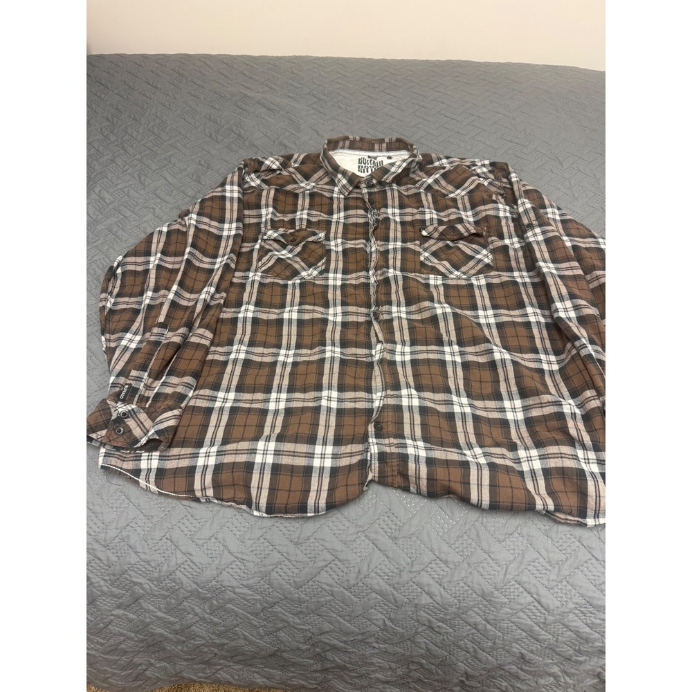 Buffalo David Bitton Mens 3XLT Soville Brown Plaid Cotton Button Down Shirt